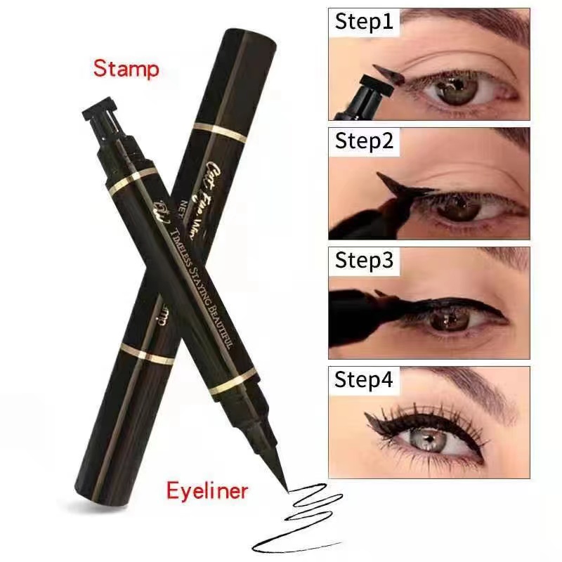 DW 2pcs Waterproo Liquid Cat Eyeliner Stamp Pen Double Head Eye Liner ...