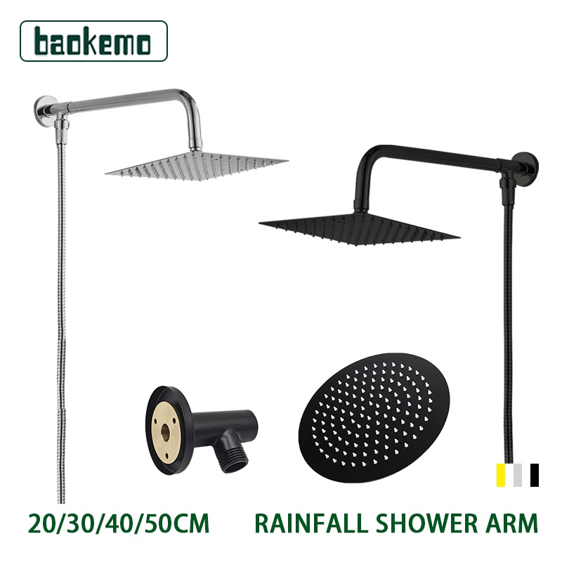 Baokemo Rain Shower Set Stainless Steel WallMounted With Arm And Base