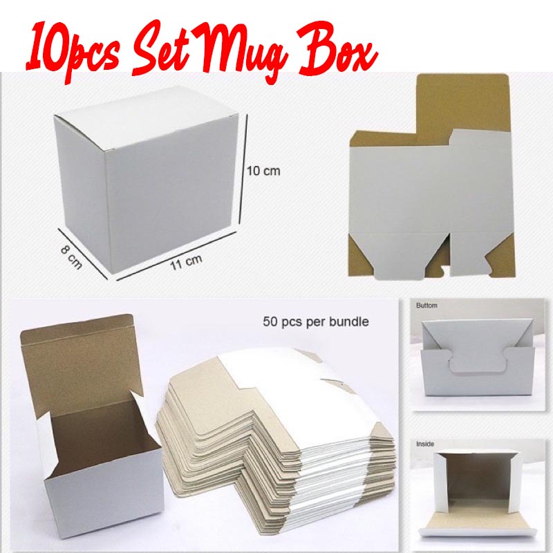 10pcs set Mug box Plain color white | Shopee Philippines