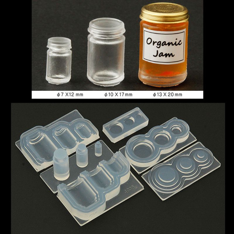 INF 3D Mini Jam Bottle Resin Mold Water Jar Pendant Silicone Mold ...