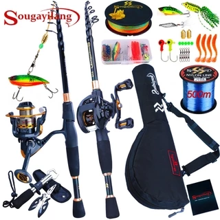 Full Set 1.8m Telescopic Fishing Rod Glass Fiber 6 Sections and Fishing Reel  with Line Accessories