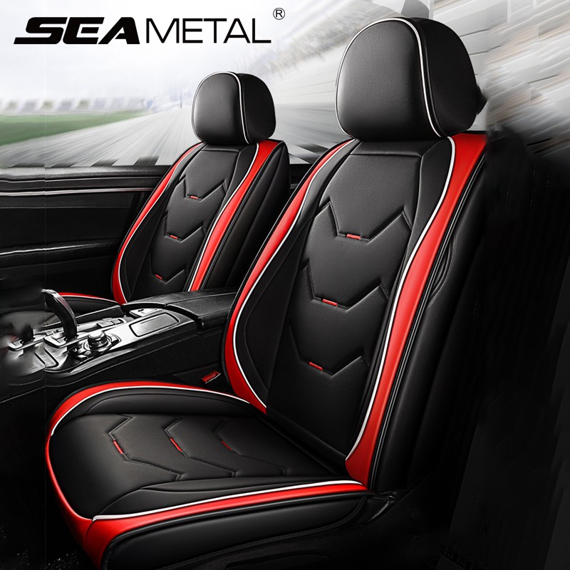 Seametal Four Season Car Seat Cover Set Pu Leather Auto Chairs Cushion