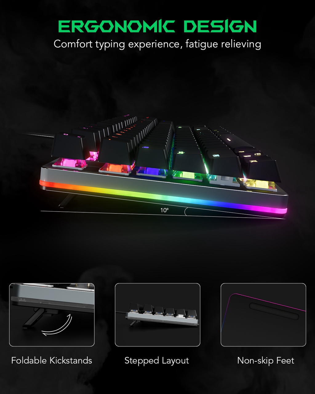 Black Shark Sixgill K1 Keyboard Key Tenkeyless Multiple RGB backlight ...