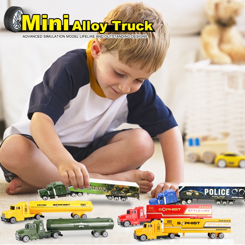 Alloy Tanker Model Car Toy Container Truck Mini Diecast Engineering ...