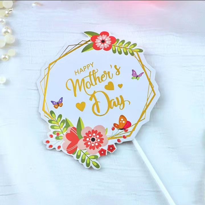 Rhomb flower happy Mother 's day paper card cake topper baking props ...