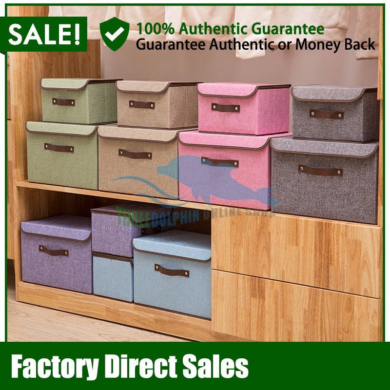 2 in1 Plain Color Foldable Storage Box Organizer With Cover set ...