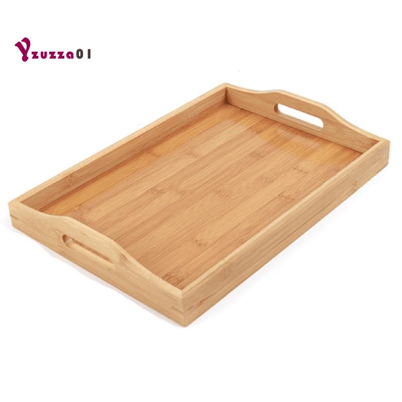 Serving Tray Bamboo Wooden Tray with Handles Great for Dinner Trays