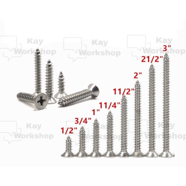6 M4 SELF TAPPING SCREW CSK FLAT HEAD(3/4"1",11/4",11/2",2"21/2",3")FOR