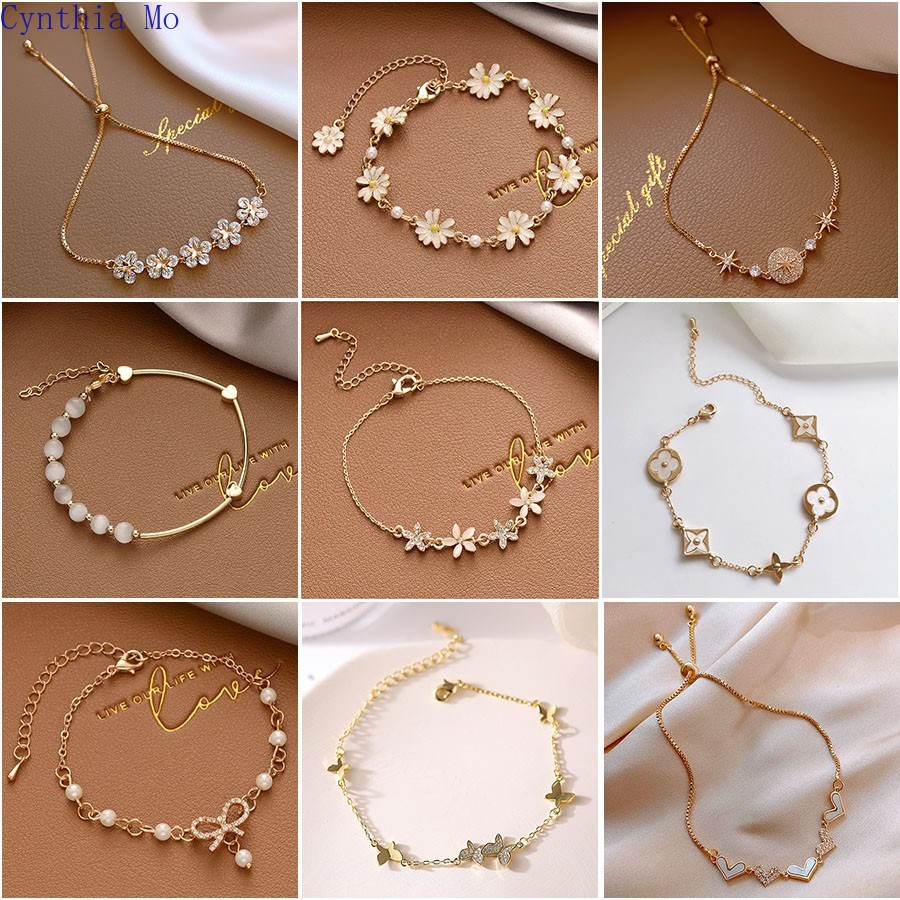 Korean Bracelet Gelang Hot Sale Crystal Flower Bracelet Star Bracelet
