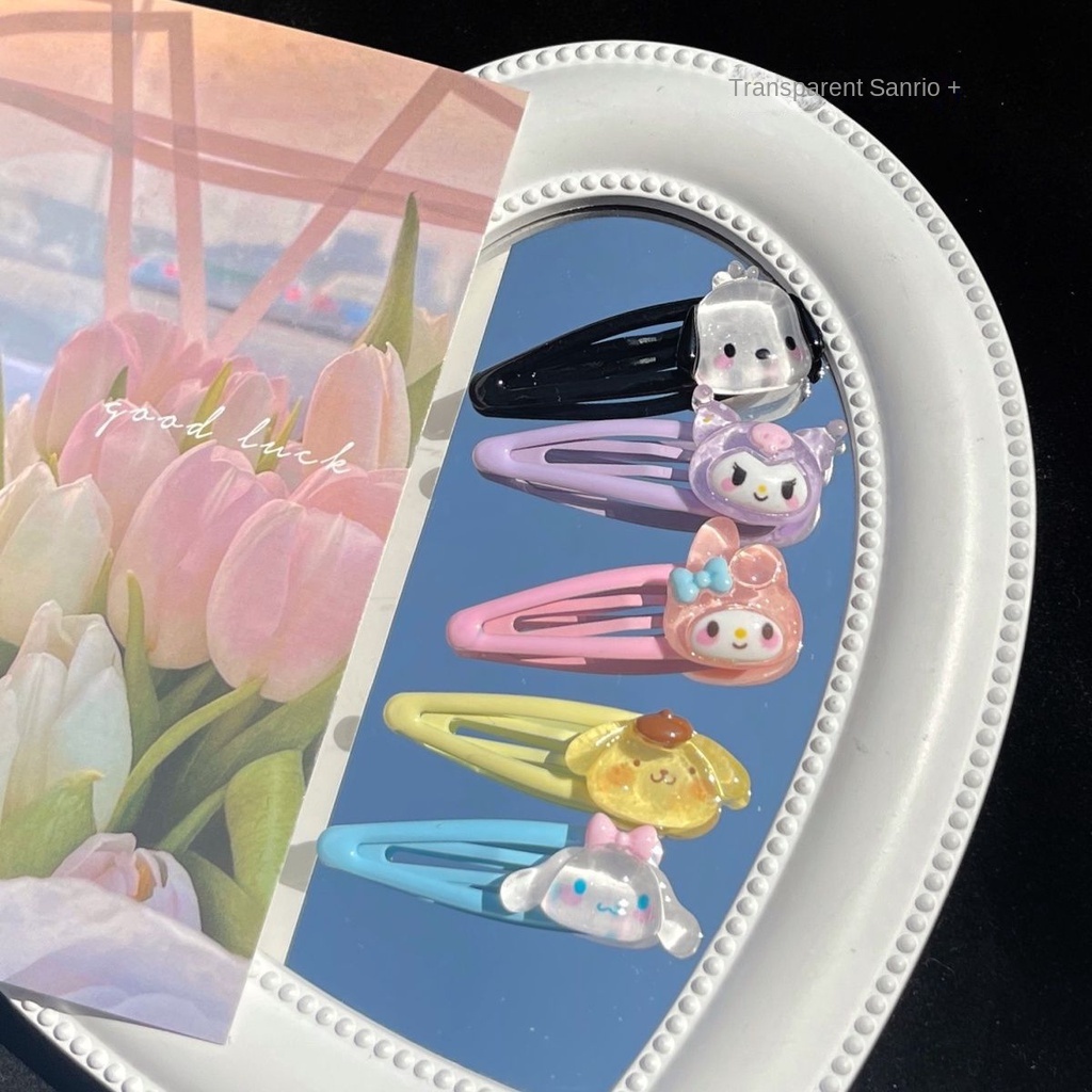 Transparent Hairpin Sanrio bb Clip ins Cute Spongebob Hair Accessories Girl Sweet Cinnamon Dog
