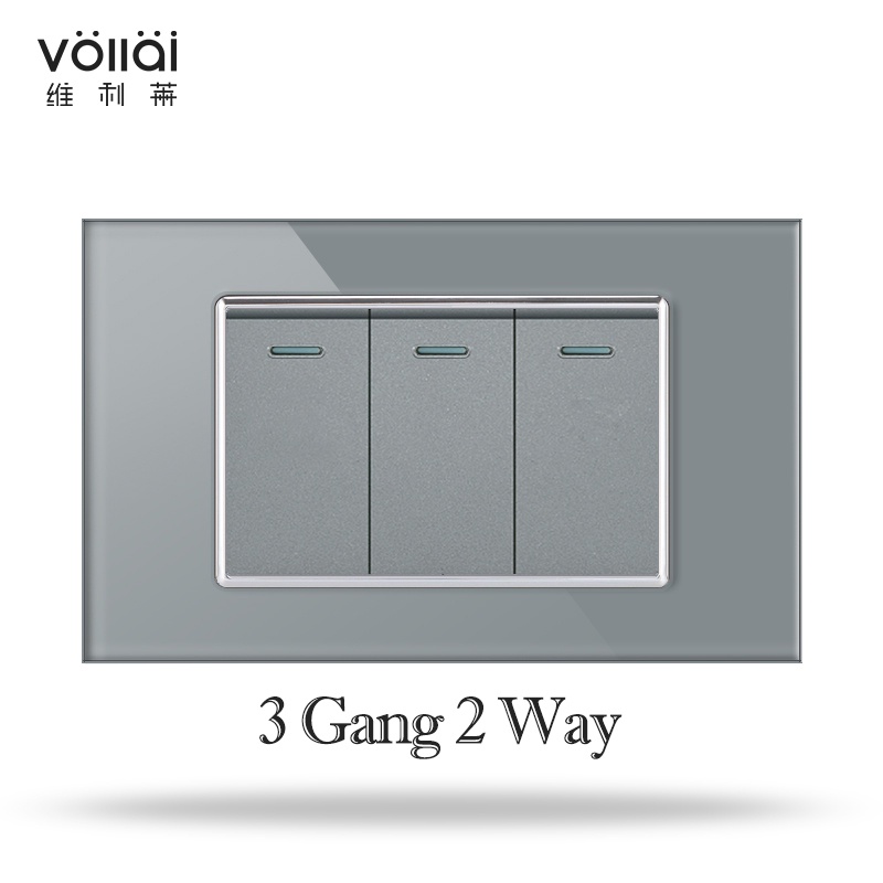 Vollai wall light switch for house 3 Gang 1/2 way electrical switch ...