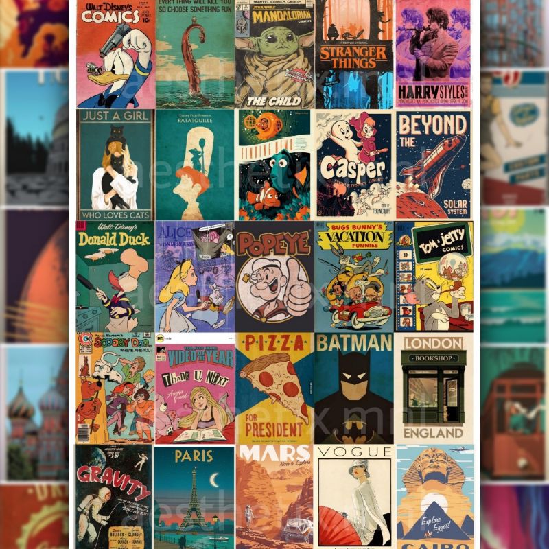 Vintage Retro Posters (collage Wall Kit) 