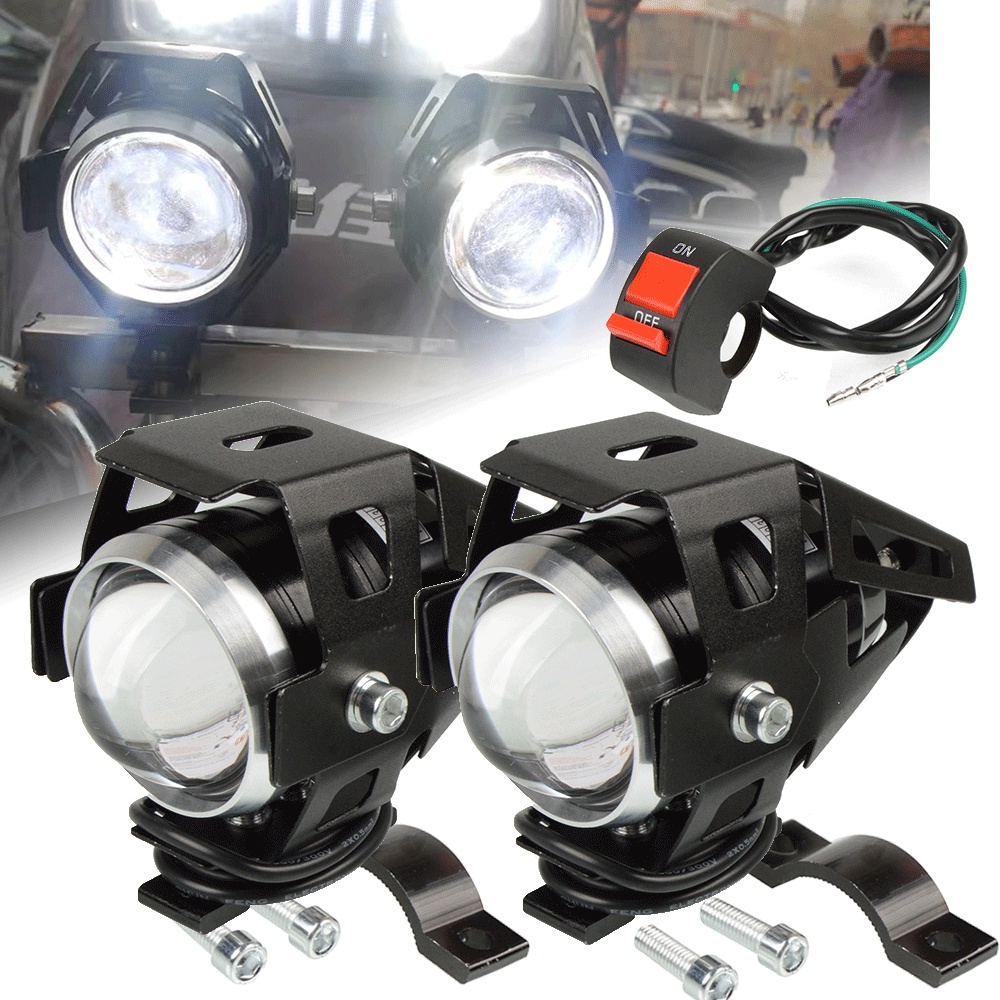 EVOU5 Motorcycle Headlight Driving Spot Head Lamp Fog Light Spotlights ...