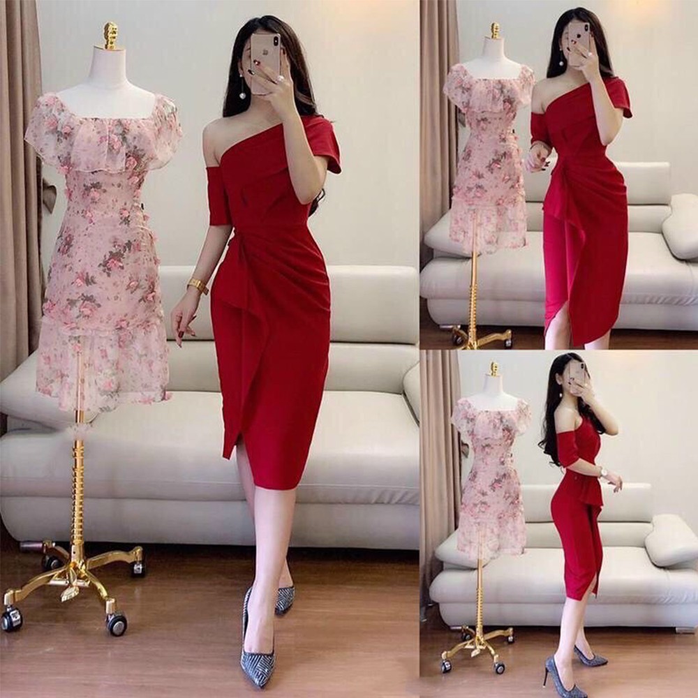 Bonucci Super beautiful off shoulder red dress for women to go out to ...