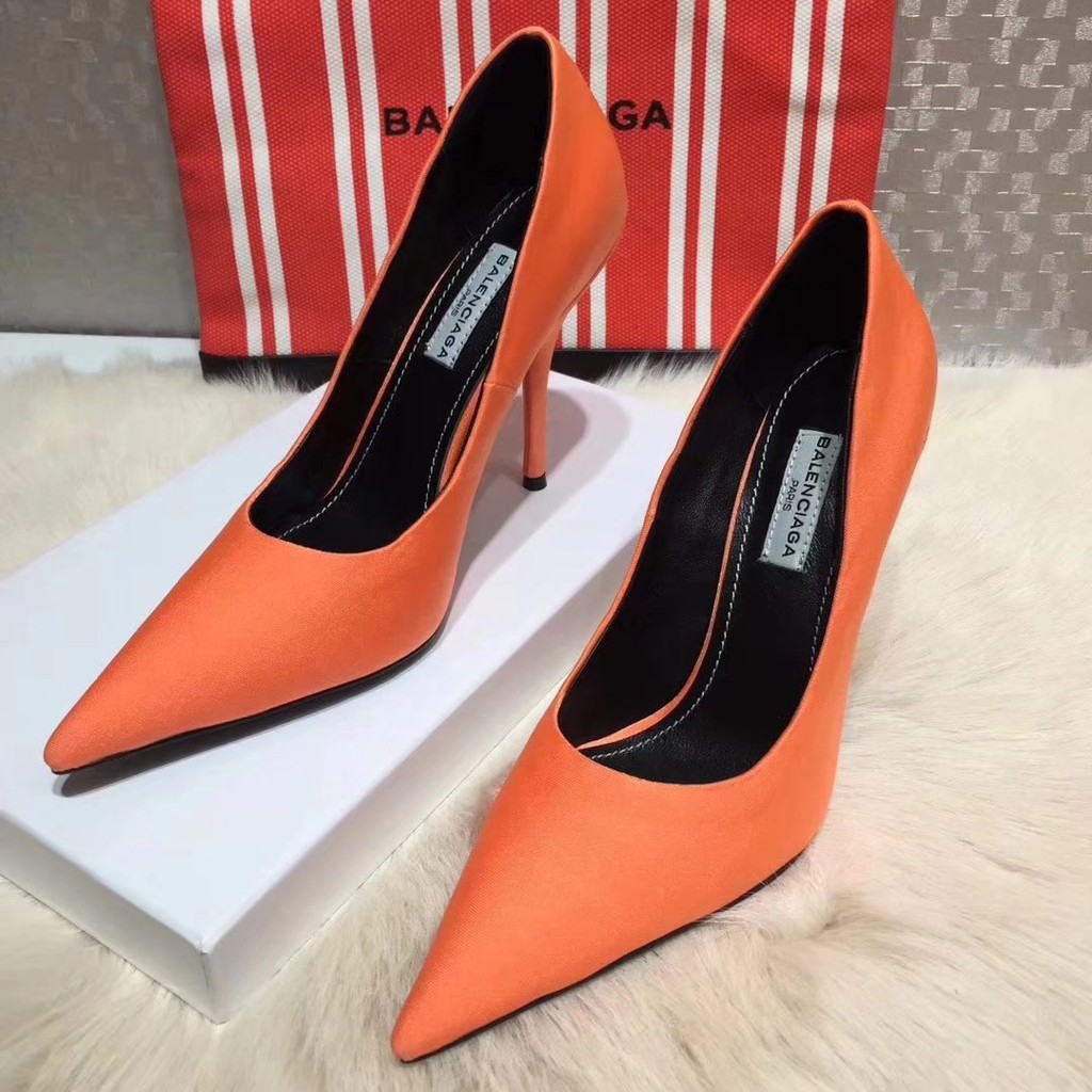 Balenciaga store heels orange