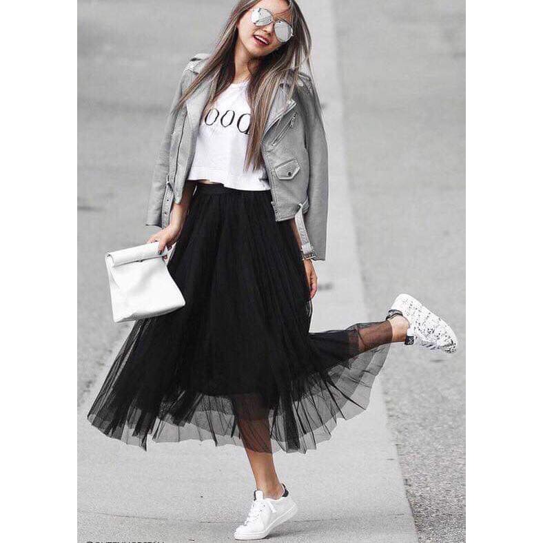 Korean Fashion Women's Mesh Skirt Long Tulle Skirt Tutu Maxi Skirt