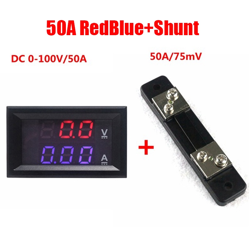DC 0-100V 50A Dual LED Panel Meter (Voltmeter + Ammeter) With 50A/75mV Shunt – Car/Auto/Boat