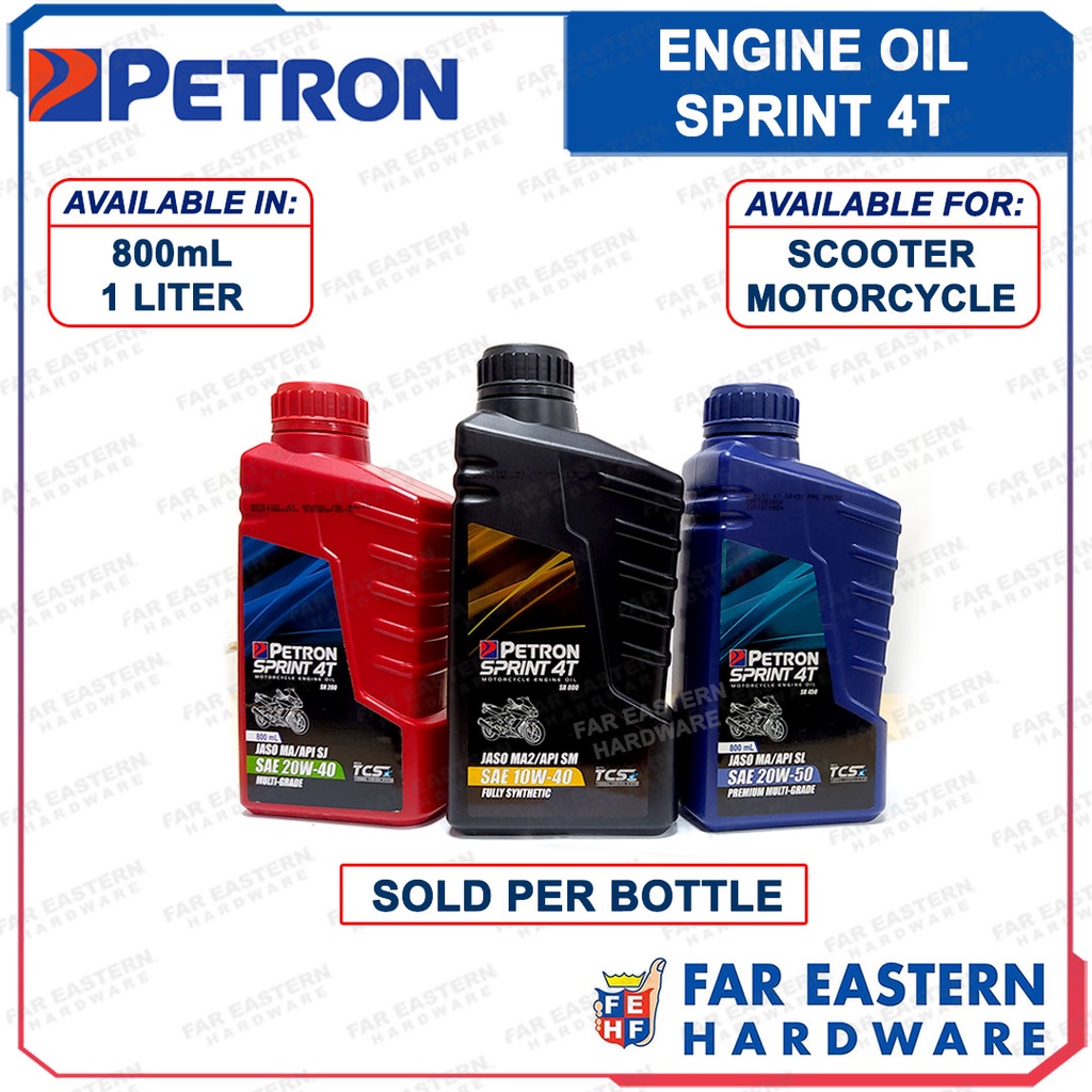 PETRON Engine Oil for Motorcycle Scooter 800mL 1L Sprint 4T SAE Premium