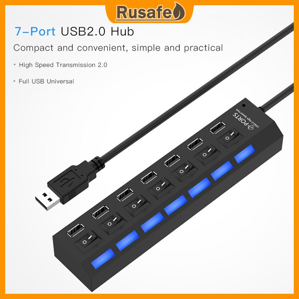 [Ready stock】7-Port HUBs High Speed USB 2.0 Multi HUB Splitter ...
