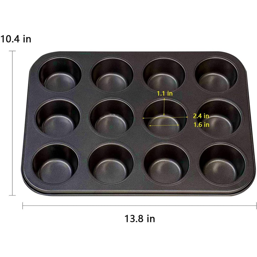 Cupcake and Muffin Pan, Muffin Tin For Baking, Premium Nonstick & Quick Release Coating, 12 Cups