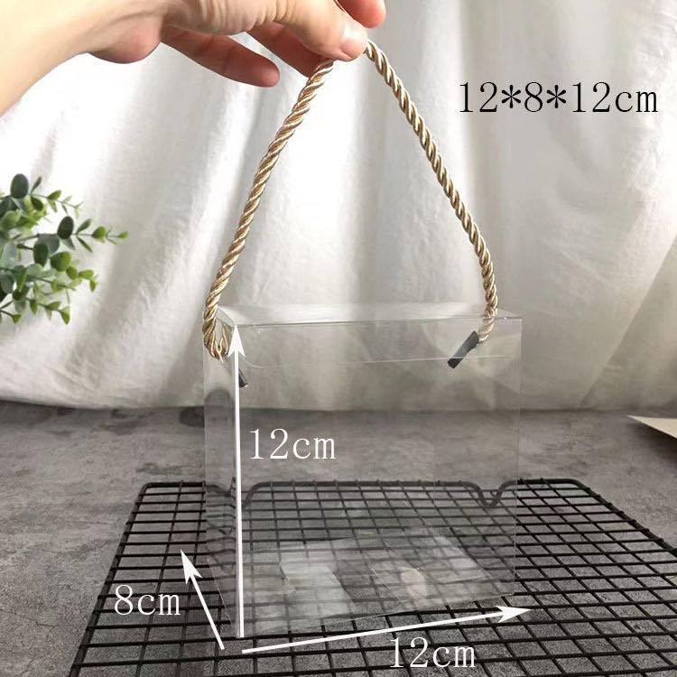 (10 pcs) Minimalist transparent box with handle for pastry and gifts ...