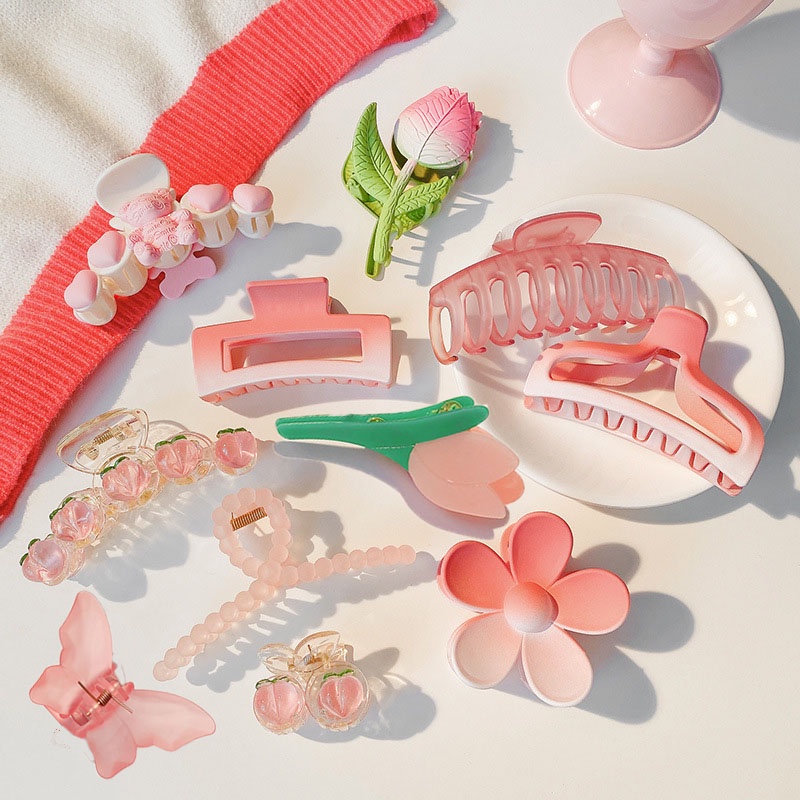 Korean Frosted Hair Clip Gentle Pink Color Gripper Clip Fashion Hair