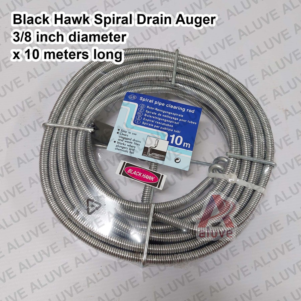 Blackhawk Drain Auger (Spiral) | Clearing Rod | Declogger I Pipe | 3/8 ...