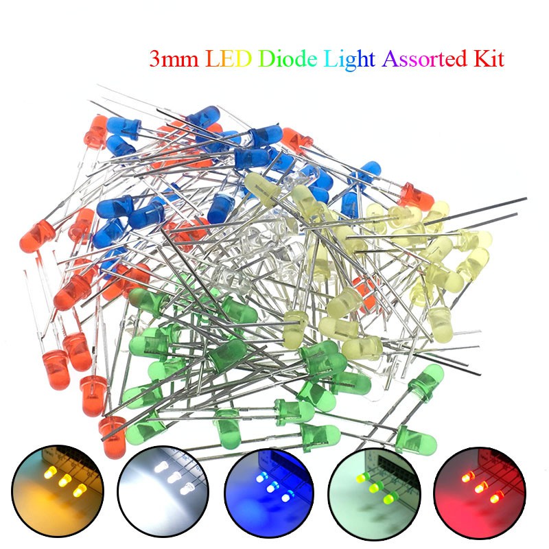 100pcs 1 Color Led Diode Lights = 100pcs F3 3mm For Diy Components ...