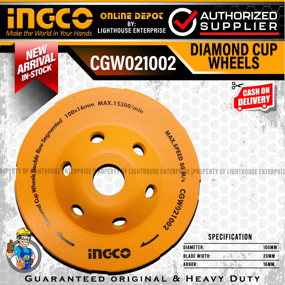 INGCO 100mm Double Row Cup Grinding Wheel (CGW021002) *LIGHTHOUSE ...