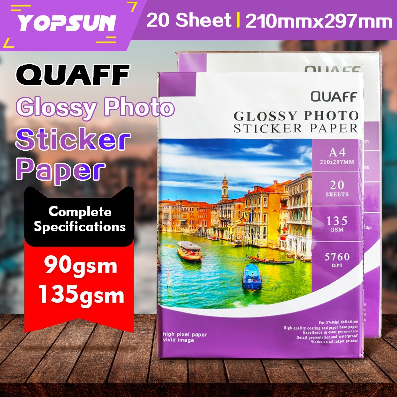 Quaff Photo Sticker Paper 90Gsm & 135Gsm Glossy A4 Shopee Philippines