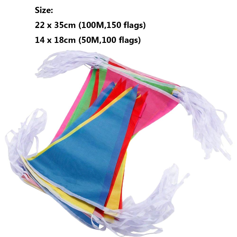 100M Nylon Fabric Triangle Flags Colorful Multicolored Bunting Banner ...