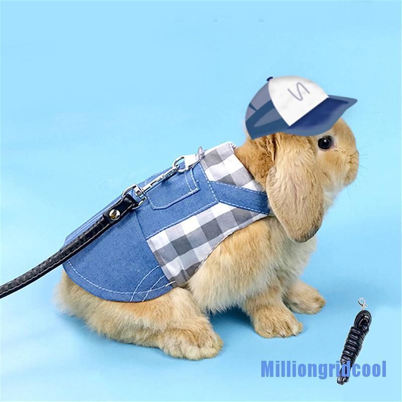 [Milliongridcool] Pet Rabbit Clothes Denim Jacket Coat Small Animal
