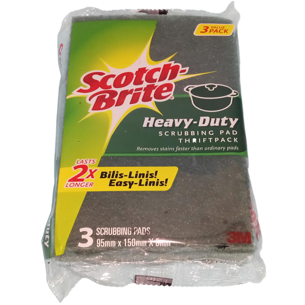ORIGINAL 3M SCOTCH BRITE SCRUBBING PAD 3 VALUE PACK 100MM X 150MM X 8MM