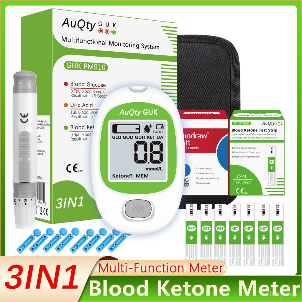 Blood Ketone Meter with Ketone Test Strip Lancets Ketone Monitor