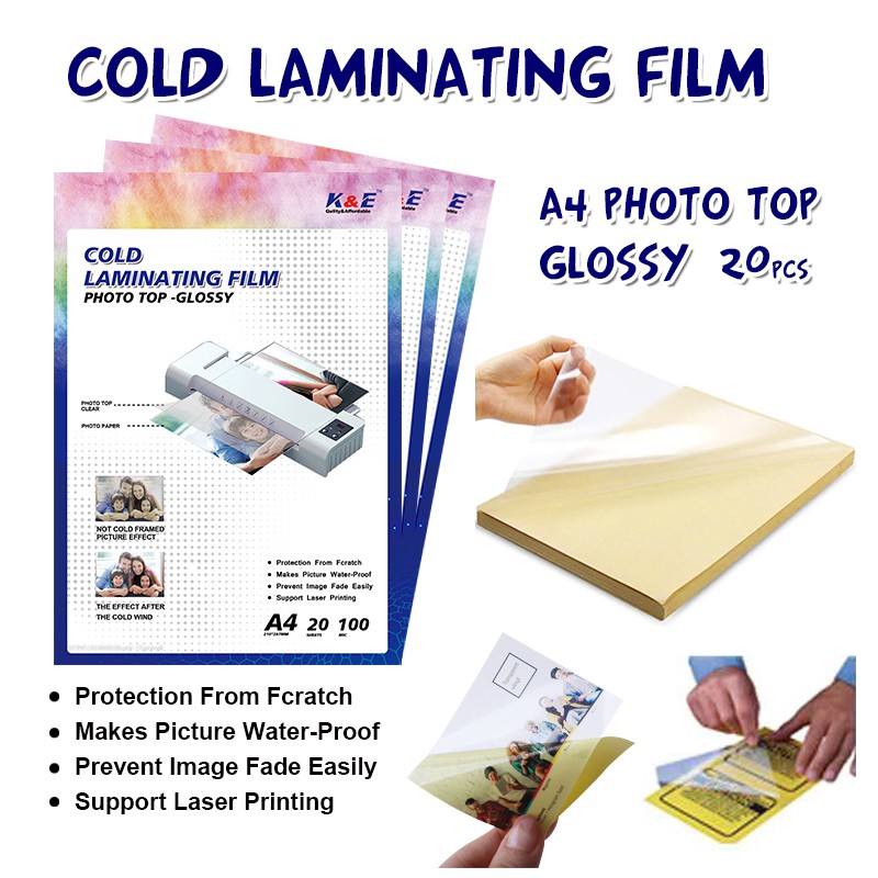 (20pcs)Cold Lamination Film A4 (Photo top)Protector/waterproof film