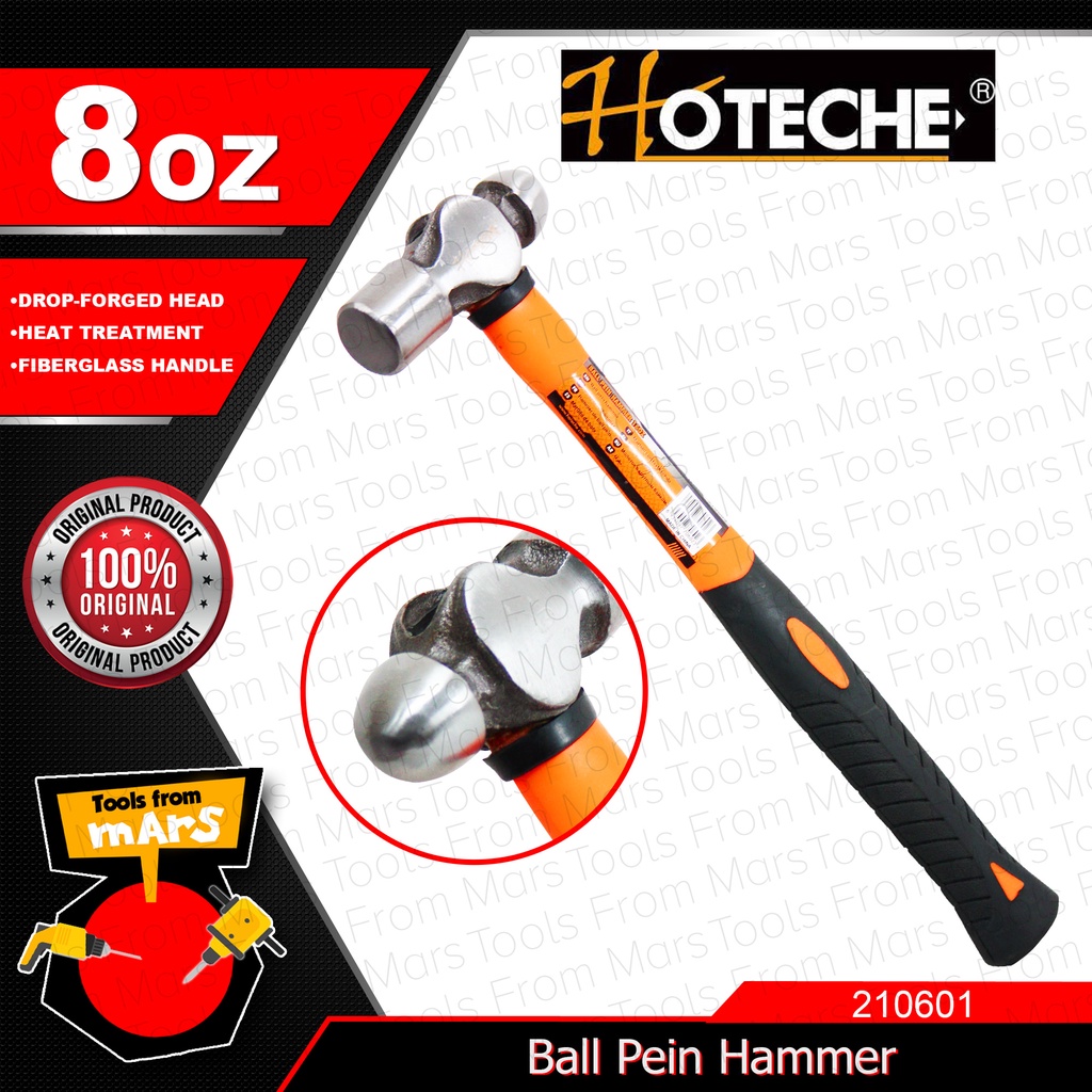 Titan 63308 8oz Ball Pein Hammer – Cast Iron Head With Cushioned Grip, Professional-Grade