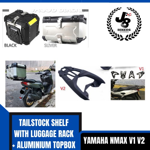 YAMAHA NMAX V1 V2 tailstock shelf with luggage rack + Aluminium Top Box ...