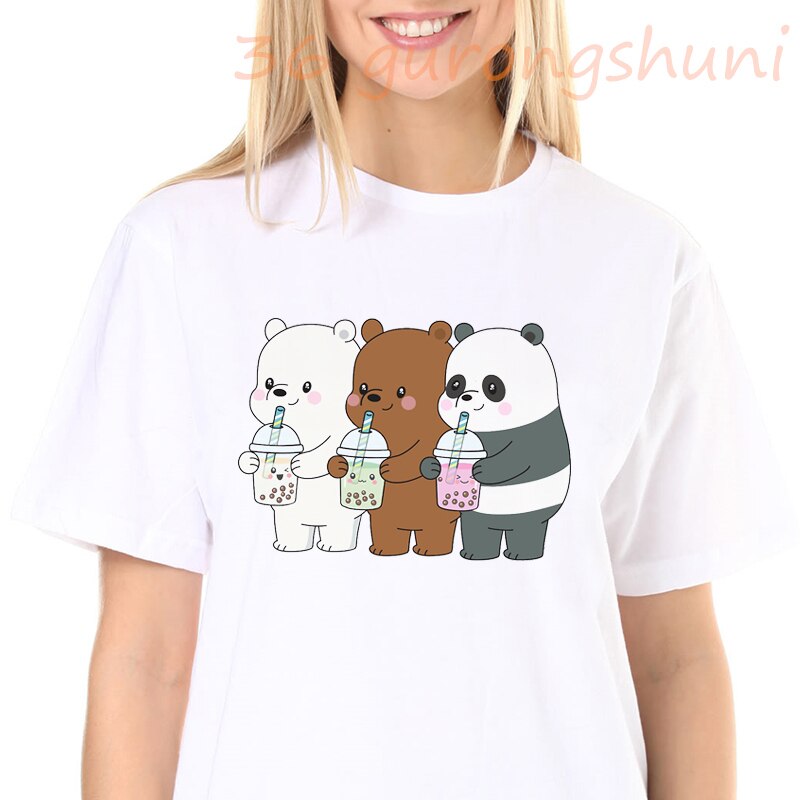 new summer tops tee Cute we Bare Bears Funny t shirt Women Clothes Animal  graphic print t-shirt Vogue tshirt female Harajuku Kawaiigirls tshirts  woman