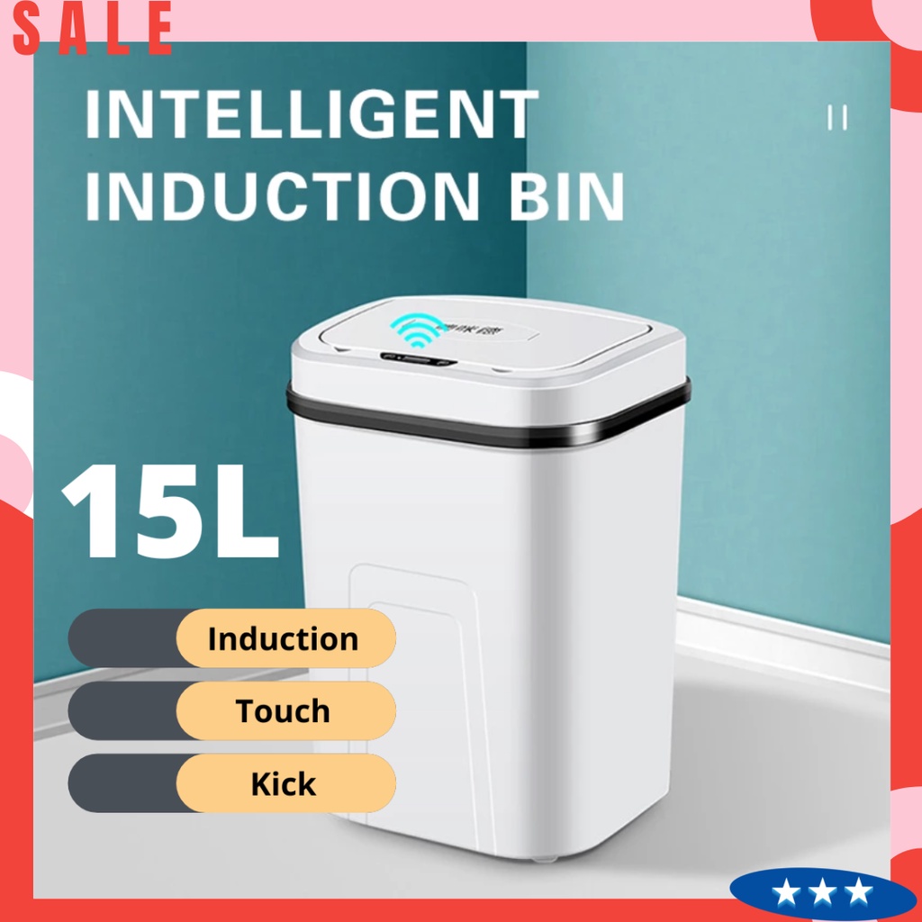 15L Automatic Trash Bin Smart Induction Trash Can Wireless Sensor Large