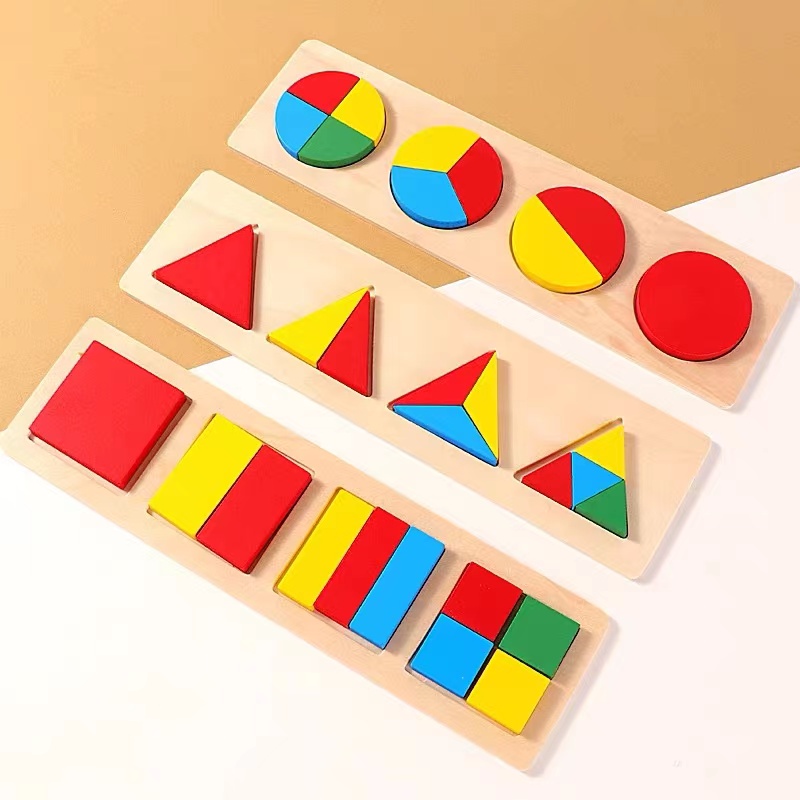 K2-shop Wooden Geometric rectangle Shapes Puzzle Learning Educational ...