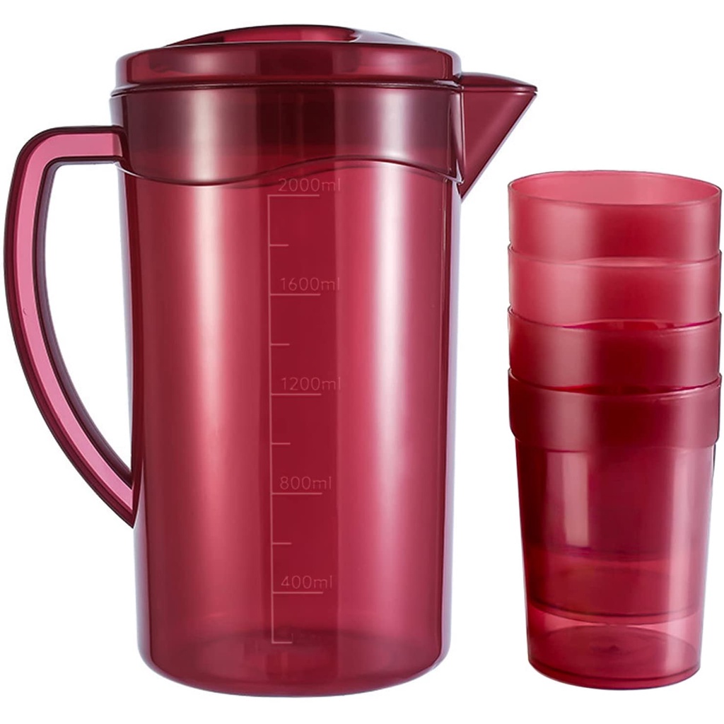 ★YF★Premium 1500ml Pitcher With 4 Cups High Quality Plasticware Water ...
