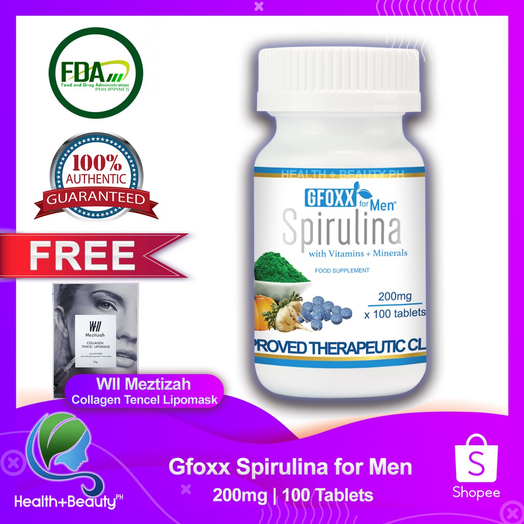Gfoxx Spirulina for Men 200mg 100 Tablets (100 Authentic) Shopee