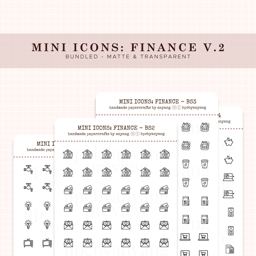 FINANCE V2 Mini Icons | Minimal Functional Planner Stickers for your ...