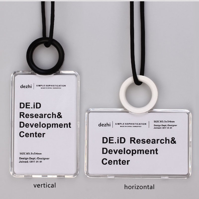 DEZHI Multi-function ID Card Holder with Slim Black Lanyard Transparent ...