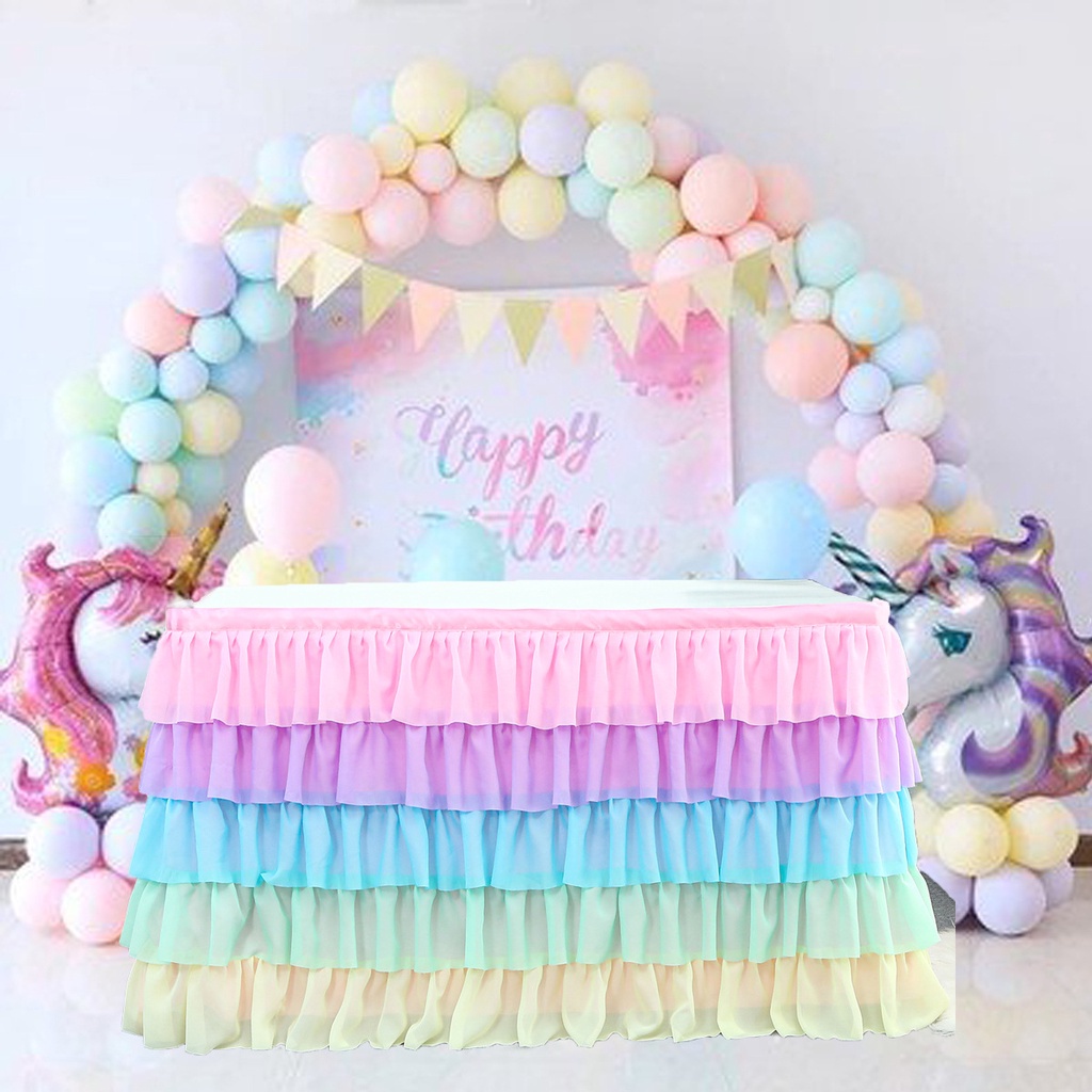 14ft Table Skirt Tulle Table Skirt 5 Layer for Wedding Decoration Baby ...