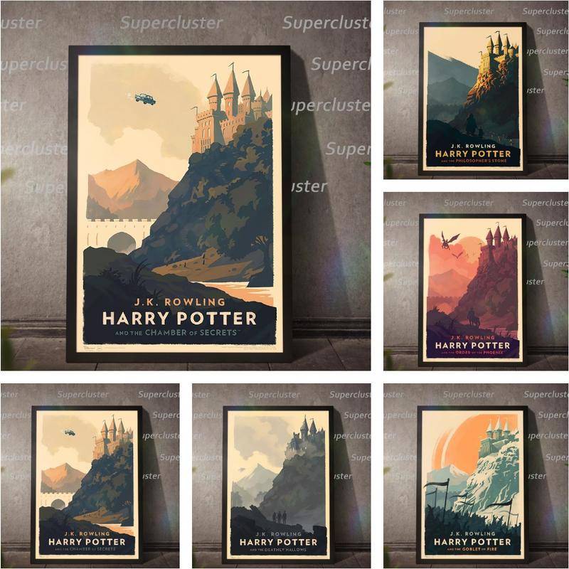 Harry Potter Canvas Painting Retro Hogwarts Abstract art Posters Wall