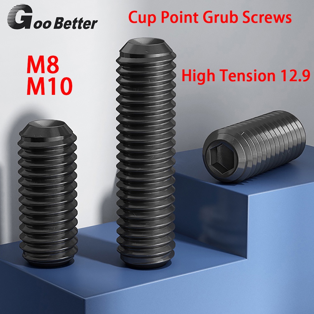 M8 M10 Cup Point Grub Screws High Tension 12.9 Allen Key Grub Screws