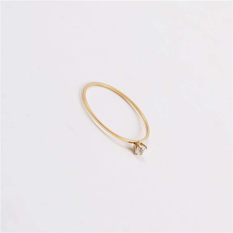 Very thin mini diamond thin ring titanium steel 18k gold plated ...