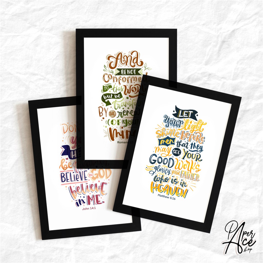 Home/Wall decor framed artworks bible verses hand lettering (art for a ...