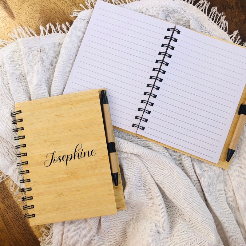 Personalized laser engraved wooden notebook | Shopee Philippines